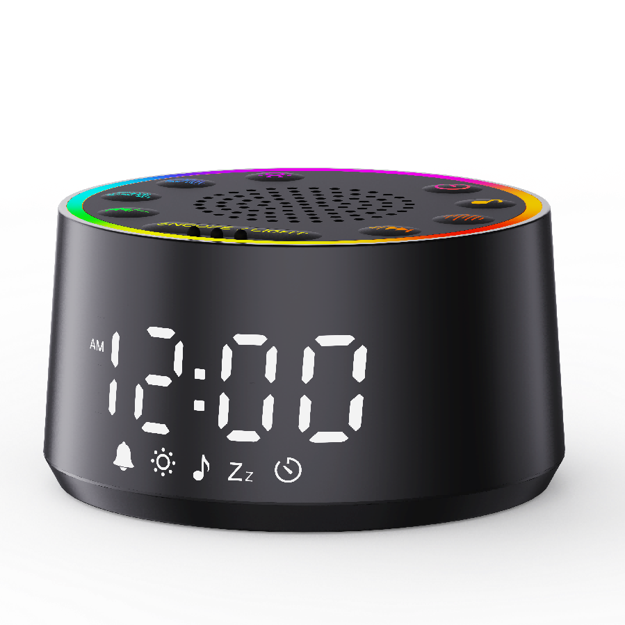 SM-04 Round White Noise Alarm Clock with Color Night Light