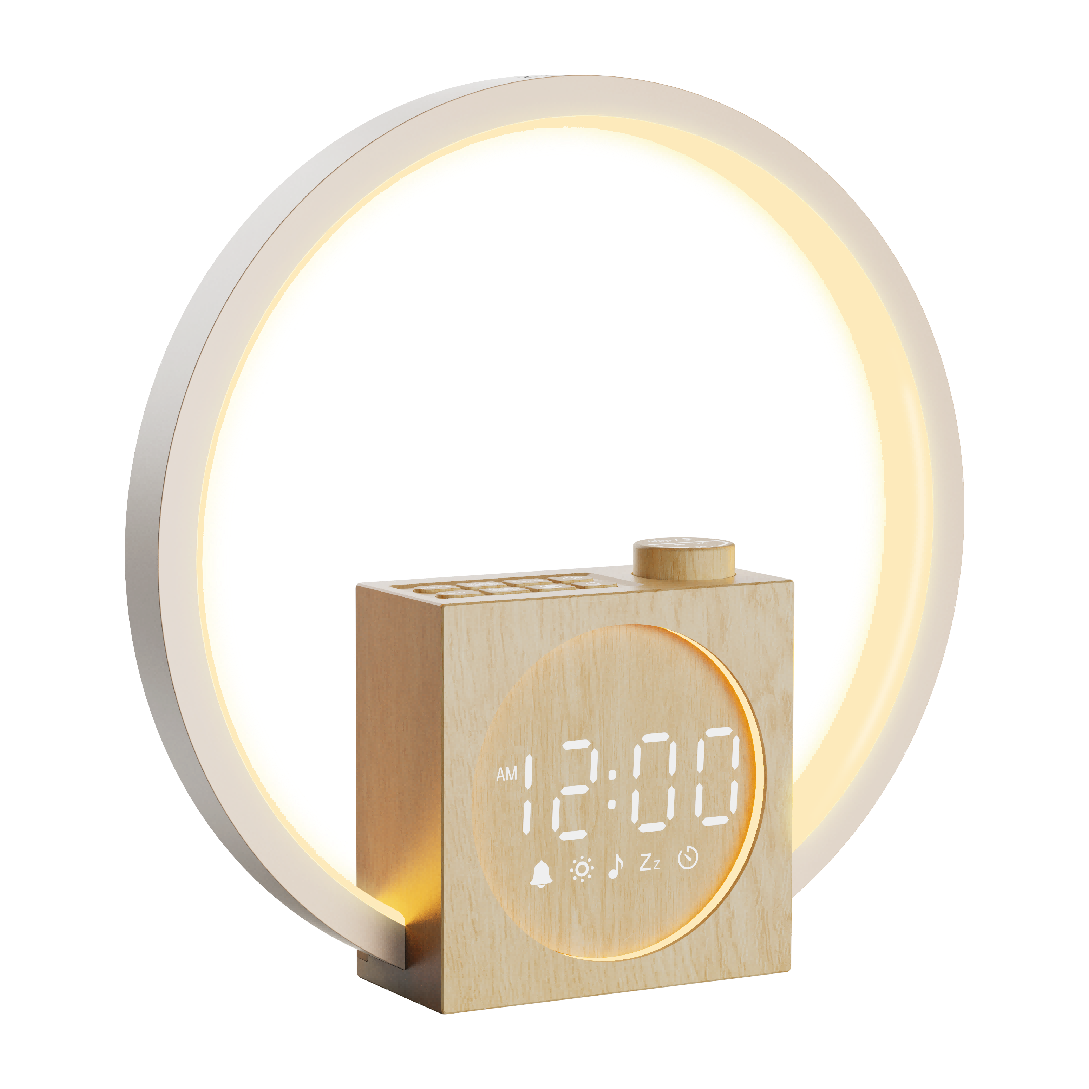 YF-03 Wood-Grain Fabric White Noise Alarm Clock